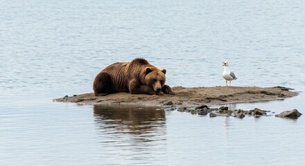 brown bear swimming in water