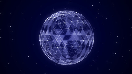 Aufkleber - Sci-fi sphere with particles and lines. Concept network connection. Frame sphere. Abstract technology background. 3d rendering.