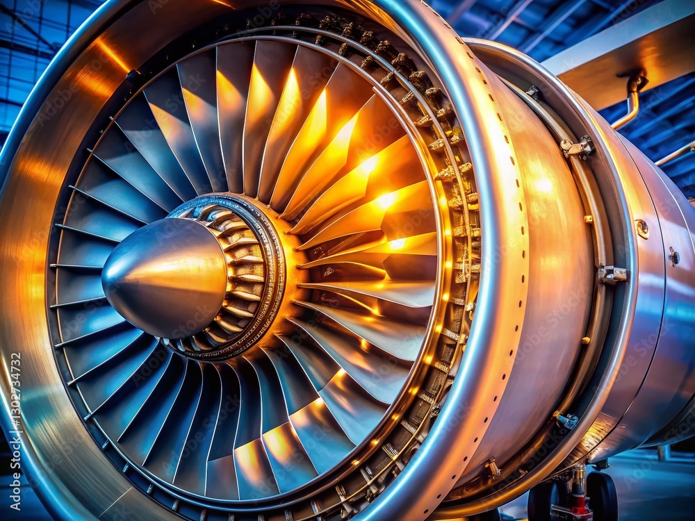 Powerful Jet Engine Close-Up: Twin Stream Turbine Detail, Aircraft ...