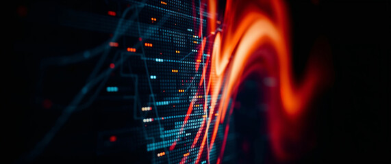 Aufkleber - Growing financial charts showing increasing profits with orange flare effect