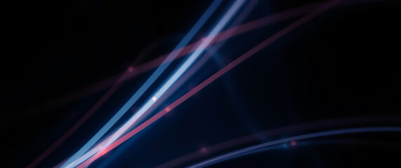 Poster - Light trails creating abstract pink and blue shapes on black background