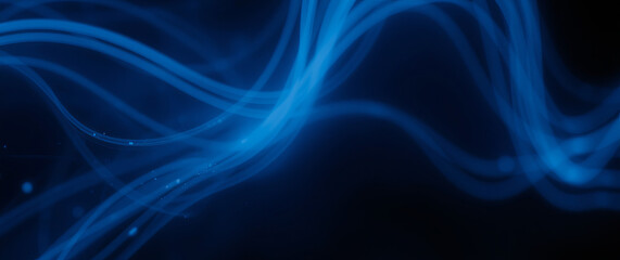 Poster - Blue wavy lines flowing on dark background representing data transfer
