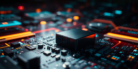 Poster - Quantum computing processor performing complex calculations on futuristic circuit board