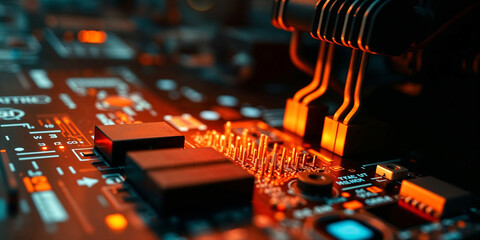Poster - Close-up of electronic circuit board showing components and connections