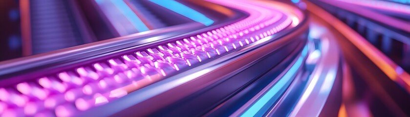 Poster - Vibrant, futuristic lines of light create a dynamic visual flow, illustrating advancements in technology. This abstract image showcases colors blending in a sleek, modern design.