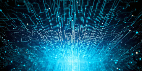 Poster - Futuristic printed circuit board is transferring big data in the digital world