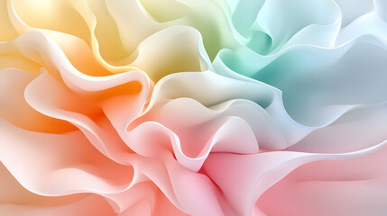 Aufkleber - Soft pastel fabric waves creating a gentle, colorful texture