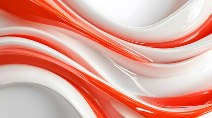 Aufkleber - Curved red and white abstract design with fluid shapes
