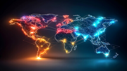 Poster - Global connectivity visualization digital world map infographic futuristic environment abstract view data network concept