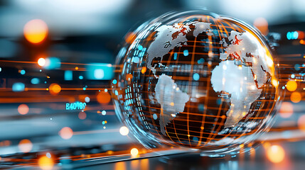Poster - Global digital connectivity futuristic globe visualization tech environment high-resolution graphic viewpoint