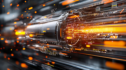 Poster - Dynamic energy transfer in a high-tech environment abstract digital art futuristic design motion perspective