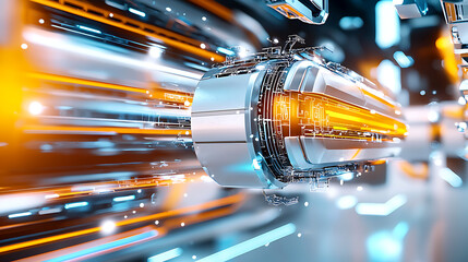 Poster - Futuristic transport system in a high-tech environment digital art sci-fi concept dynamic view speeding ahead