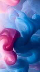 Poster - Vivid swirls of pink and blue smoke create an abstract, dreamlike texture.