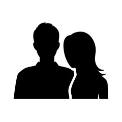 Poster - silhouette of a couple standing closely together with intimate posture, representing love and connec