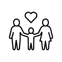 Poster - Representation of a strong family bond illustrated through a loving connection between two adults and a child, promoting unity and affection in relationships