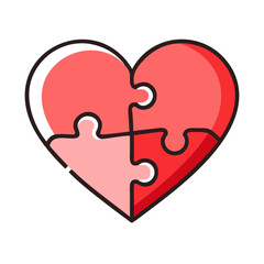Poster - Unique heart puzzle design representing love and connection in a simple vector style suitable for various creative projects