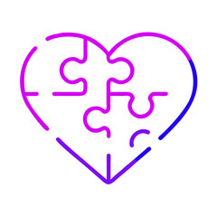 Poster - Creative heart puzzle icon design in a modern vector style showcasing connection and love