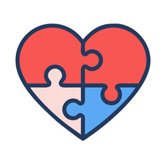 Poster - Creative heart-shaped puzzle icon design perfect for representing love, relationships, connection, and problem-solving themes in various projects