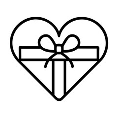 Poster - Heart shaped gift icon designed in a minimalistic vector style, ideal for celebrating love and special occasions with a creative touch