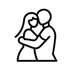 Poster - Loving couple embracing in a heartfelt moment showcasing affection and connection through a minimalist vector design