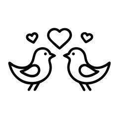 Poster - Vector icon featuring two birds expressing affection over hearts, symbolizing love and connection in a minimalist design