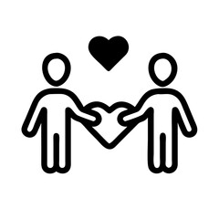 Poster - Symbolic representation of love between two individuals holding a heart in a minimalist vector style suitable for various applications