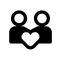 Poster - Two figures forming a heart shape with hands, symbolizing love and connection between individuals in a minimalist vector design
