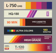 © MAAZ - six retro vintage vhs cassette covers side view template combo 90s 80s memories nostalgia blank covers mockup