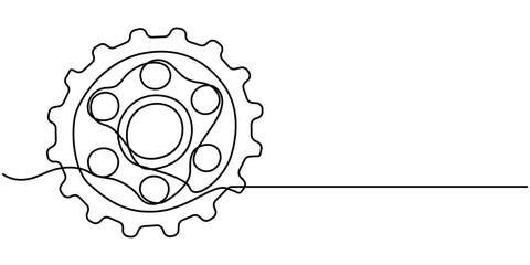 Fototapete - continuous one line drawing of Setting icon , Interlocking Gears Minimalist Vector Illustration for Industrial Design, Setting icon continuous one line drawing vector illustration. 