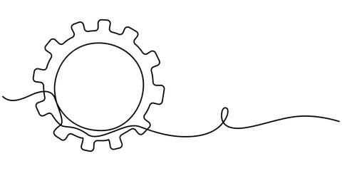 Fototapete - continuous one line drawing of Setting icon , Interlocking Gears Minimalist Vector Illustration for Industrial Design, Setting icon continuous one line drawing vector illustration. 