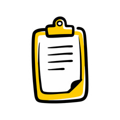 Poster - Stylized vector icon of a clipboard with paper and a sticky note, representing organization and task management in various applications