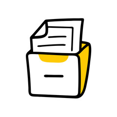 Poster - stylized vector icon of a file cabinet with documents for organization and storage in an office sett