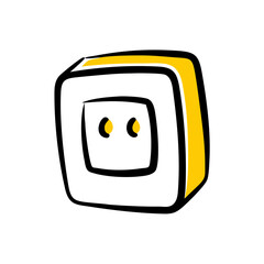 Poster - simple vector icon representing a playful square face with two circular eyes and a cheerful expressi