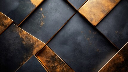 Poster - Abstract luxury background featuring interlocking black and gold squares
