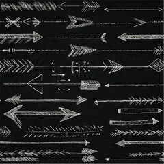 Fototapete - Hand-drawn arrow set, chalk style, vector, for digital design.Art & Illustration