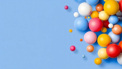 Poster - Colorful spheres on light blue background
