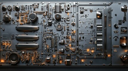 Poster - Close-up view of a complex circuit board with illuminated components and intricate details