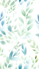 Wall Mural - watercolor leaf and stems pattern with leaves as accent abstract graphic poster background