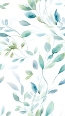 Wall Mural - watercolor leaf and stems pattern with leaves as accent abstract graphic poster background