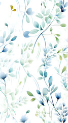 Wall Mural - watercolor leaf and stems pattern with leaves as accent abstract graphic poster background
