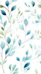 Wall Mural - watercolor leaf and stems pattern with leaves as accent abstract graphic poster background