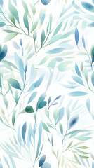 Wall Mural - watercolor leaf and stems pattern with leaves as accent abstract graphic poster background