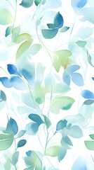 Wall Mural - watercolor leaf and stems pattern with leaves as accent abstract graphic poster background