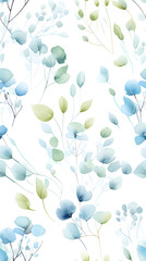Wall Mural - watercolor leaf and stems pattern with leaves as accent abstract graphic poster background