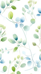 Wall Mural - watercolor leaf and stems pattern with leaves as accent abstract graphic poster background