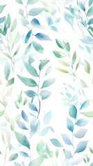 Wall Mural - watercolor leaf and stems pattern with leaves as accent abstract graphic poster background
