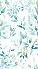 Wall Mural - watercolor leaf and stems pattern with leaves as accent abstract graphic poster background