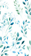 Wall Mural - watercolor leaf and stems pattern with leaves as accent abstract graphic poster background