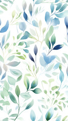 Wall Mural - watercolor leaf and stems pattern with leaves as accent abstract graphic poster background