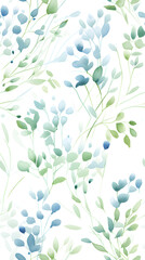 Wall Mural - watercolor leaf and stems pattern with leaves as accent abstract graphic poster background